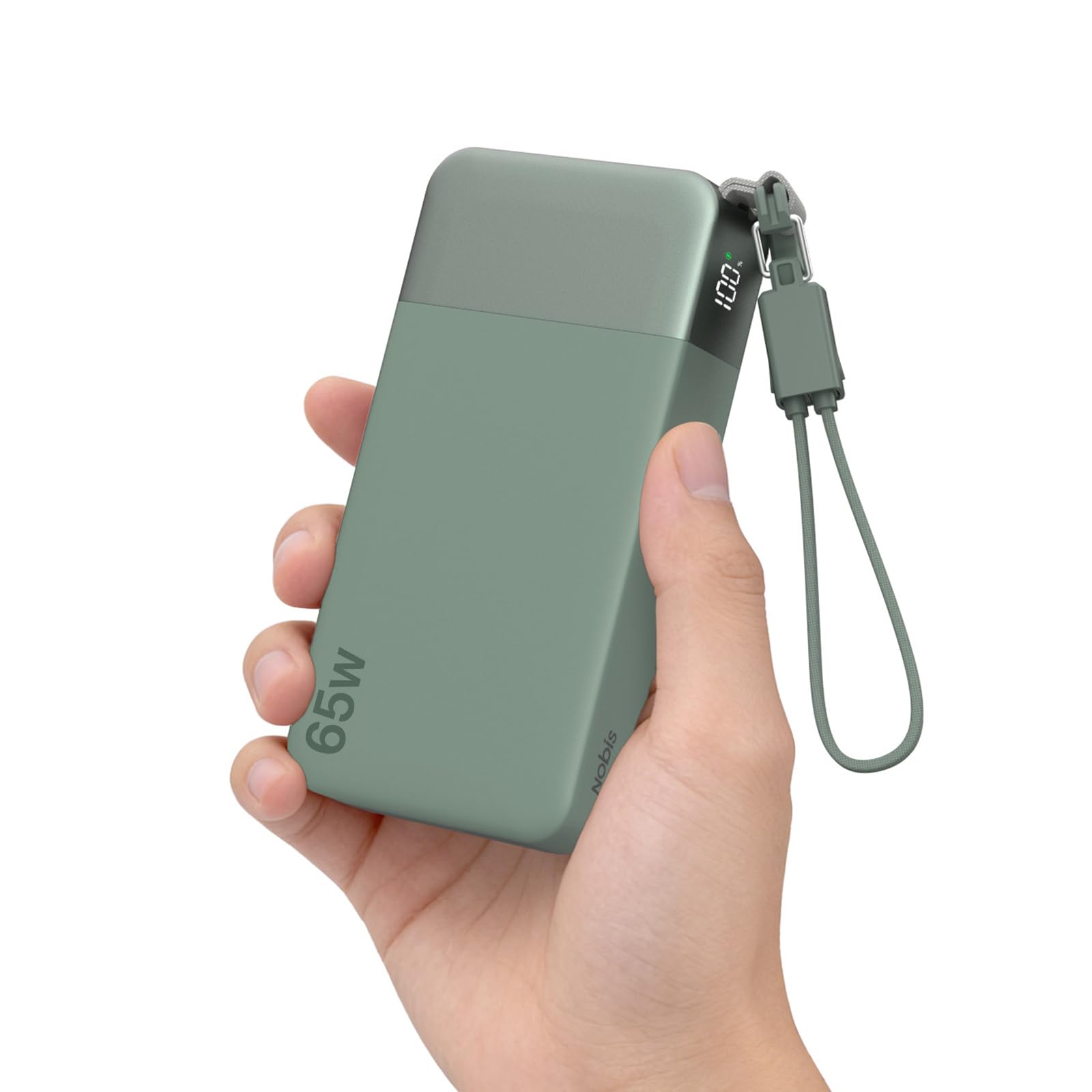 NOBIS Portable Charger 65W 20000mAh Power Bank with Detachable C-Cable | Battery Pack Fast Charging w/2 USB-C(In/Out) & 2 USB-A, Digital Display, Battery Bank for Laptop,Pad,Phone 17 Travel Camping