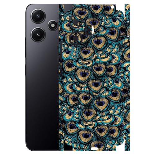 Image of AtOdds - Full Body Back Screen Guard Protector Film - Lamination Wrap Skin Sticker Compatible with REDMI 12 (5G) | Scratchproof Matte Finish (Design - Peacock)