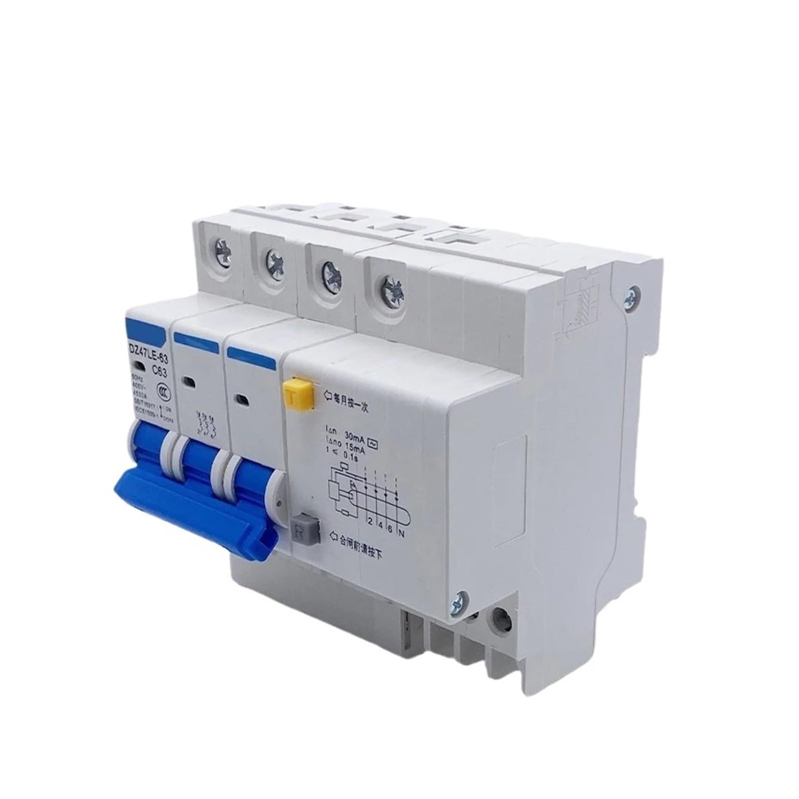 Disjoncteur de protection contre les fuites interrupteur d'air manuel DZ47LE-63 3P+N