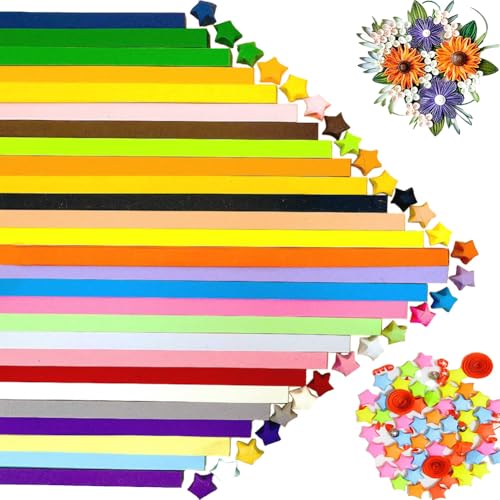 Papierstreifen 1350 Stück Origami Papier Sterne 27 Farben Papierstreifen Sterne für Bastelarbeiten Dekoration Karten Geschenk