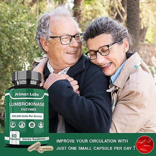 Primax Labs Lumbrokinase Supplement - 40 Mg Per Serving (Max Activity - 800,000 Units) Lumbrokinase Enzymes (Similar To Nattokinase) Non Gmo, Soy Free, Gluten Free (60 Capsules) #TOP4