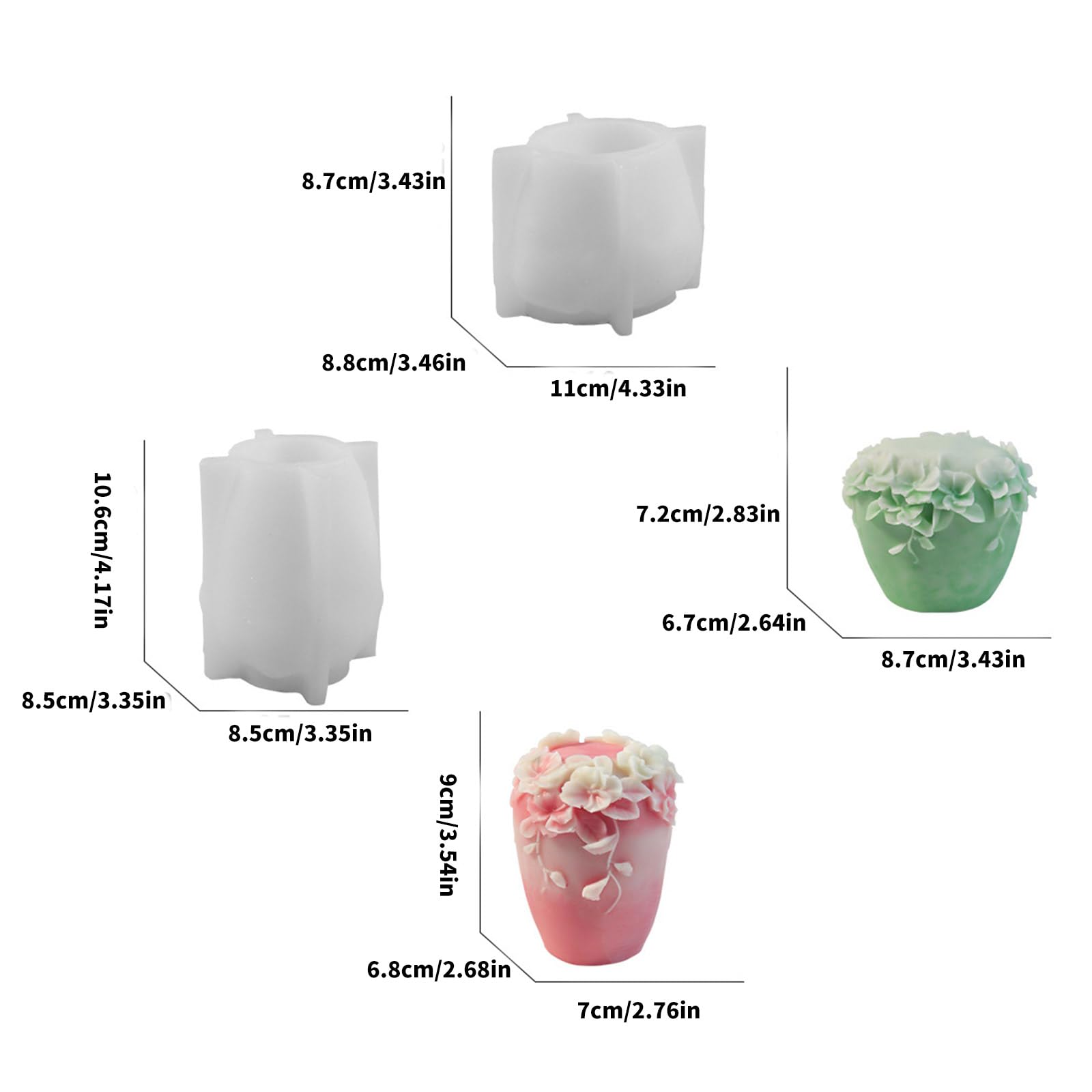 2 moldes de silicona flexible con forma de flor de vid, aromaterapias perfumadas, adornos hechos a mano