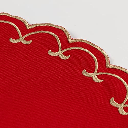 Jogo Americano Sousplat Redondo Mesa Posta Guardanapo 8 Pçs Cor: Vermelho