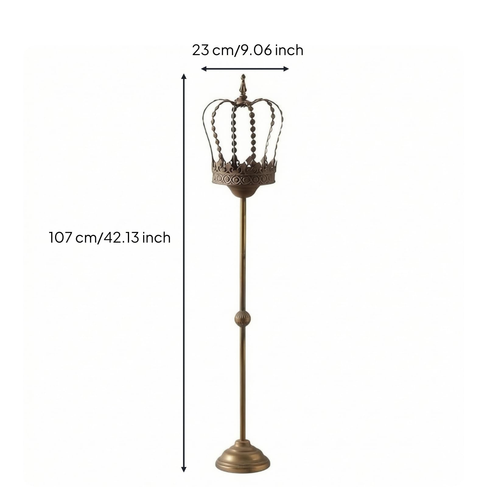 Portacandele con Base per Candela, Modello A3294, Stile Retro Vintage, Altezza 107 Cm, Diametro 23 Cm