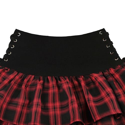 AULKEEP Womens Black Mini Skirt with Belt Lace Up Side Summer Skirts for Women High Waist Layered Skirt2