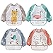 ElecMotive 4 Pack Bavoir à Manches Longue pour Bébé alimentation Imperméable à l'eau Blouse Tablier 1 à 4 ans