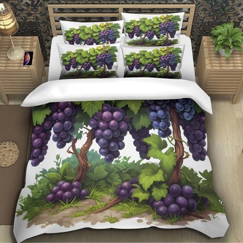 Housse de Couette Grape Clusters Style Illustré Parure de Lit King Luxe - 5