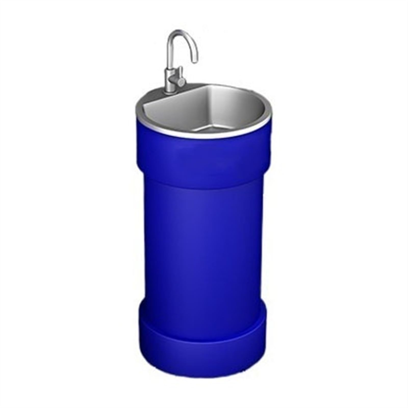 Zhaoj24-05 Blue Pedestal Sink Round Base Bathroom Sink, Creative Colorful Commercial Pedestal Basin With Stainless Steel, Metal Painted Freestanding Vanity(Blue)
