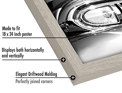 Americanflat 18x24 Poster Frame with Polished Plexiglass - Wide Picture Frames Made of Engineered Wood for Vertical or Horizontal Wall Display - Epic Collection - Driftwood