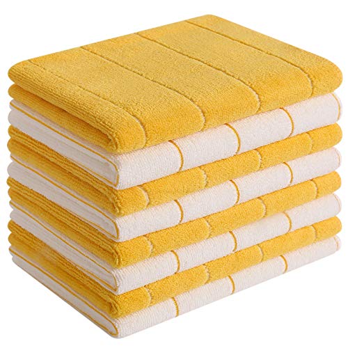 Lot de 8 torchons de Cuisine en Microfibre - Super absorbants, Doux et de Couleur Unie - 66 x 45,7 cm (Jaune)