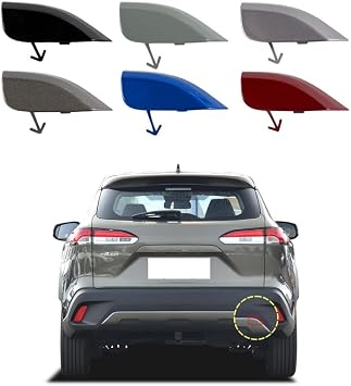 Car Rear Bumper Tow Hook Cover Compatible with Toyota Corolla Cross 2020 2021 2022 2023 Trailer Cover Cap 52183-0A050 52163-0A901 Towing Eye Cap Flowing Silver Lower Cover