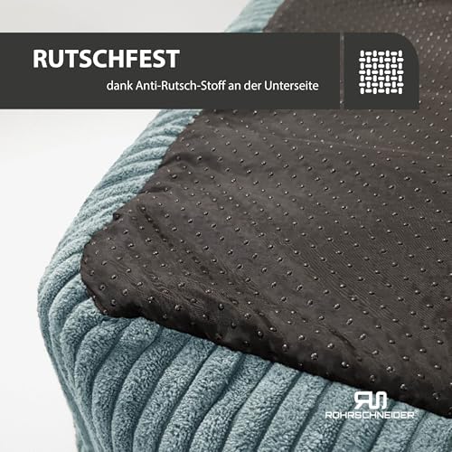 Rohrschneider Hundebett waschbar | für kleine und mittelgroße Hunde | mit Hundekissen Cord | 2 Größen (ca. 55x42 cm/ca. 70x50 cm) inkl. Gassibeutel (Türkis, Cordstoff breit)
