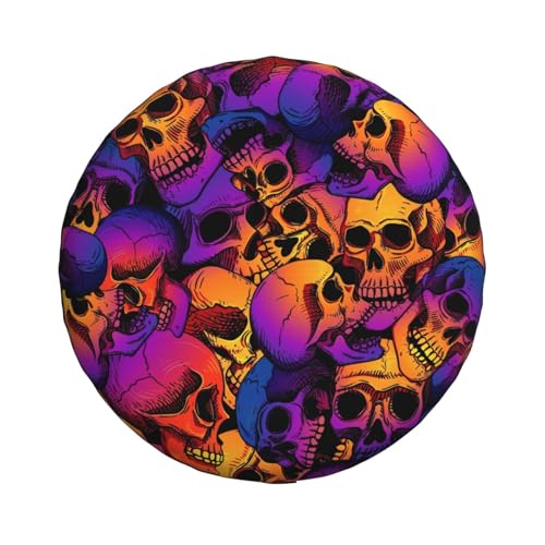 Image of Halloween Spare Tire Cover Bright Skull Tire Cover Universal Wheel Protectors Wheel Covers for Rv Camper Travel Trailer SUV Truck 16 Inch