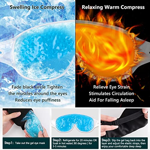 Lc-Dolida Silk Sleep Mask Hypoallergenic Super Smooth Eye Mask For Sleeping With Cooling And Heated Gel Eye Mask Improving Dry And Puffy Eyes And Black Circles Gift For Women Men (Green) #TOP2