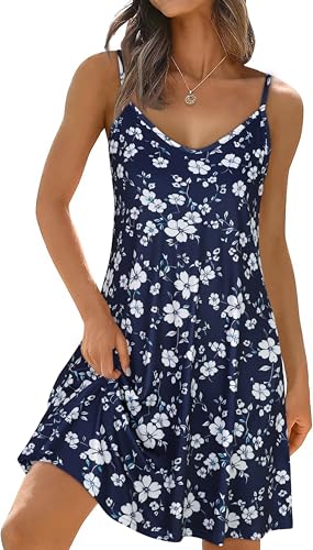 Image of elescat Womens Summer Dresses Spaghetti Strap V Neck Casual Sleeveless Sundress Beach Cover Ups with Pockets 2026
