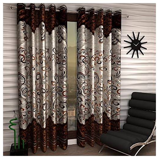 Home Sizzler 2 Piece Classic Panel Eyelet Polyester Door Curtains - 7 Feet, Brown