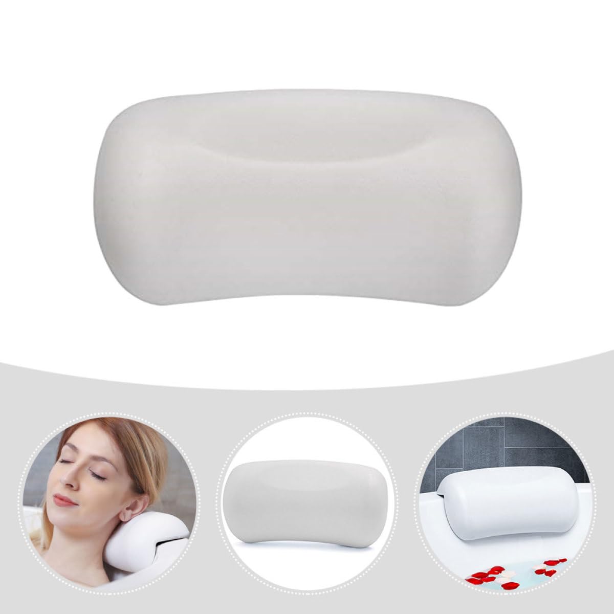 Cuscino per Vasca da Bagno Ventose Antiscivolo in Pu Morbido e Traspirante, Supporta Testa, Collo e Spalle, Accessorio per Relax in Vasca a Casa