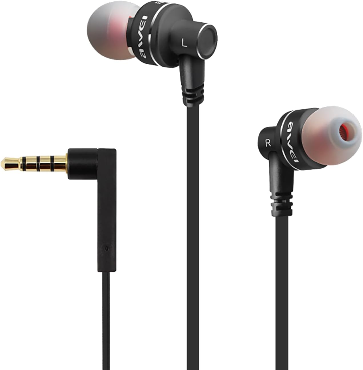 AWEI Wired Earbuds with Microphone, Wired Earphones in Ear Headphones HiFi Stereo, Powerful Bass and Crystal Clear Audio, Compatible with iPhone, iPad, Android, Computer Most with 3.5mm Jack Black