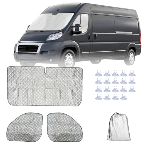 Sepzlly 3PCS Internal Thermal Blinds for Fiat Ducato (2014-2024) Thermal Windscreen Cover Motorhome Front Window Sunshade Sun Protection Keep Warm for Peugeot Boxer/Citroen Jumper（2021-2024）