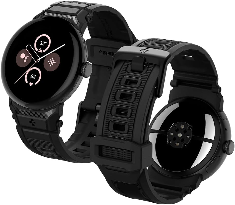 Spigen Rugged Band Designed for Google Pixel Watch 4/3 45mm Band Durable TPU Strap - Matte Black