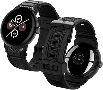 Spigen Rugged Band Designed For Google Pixel Watch 4/3 45mm Band Durable TPU Strap - Matte Black