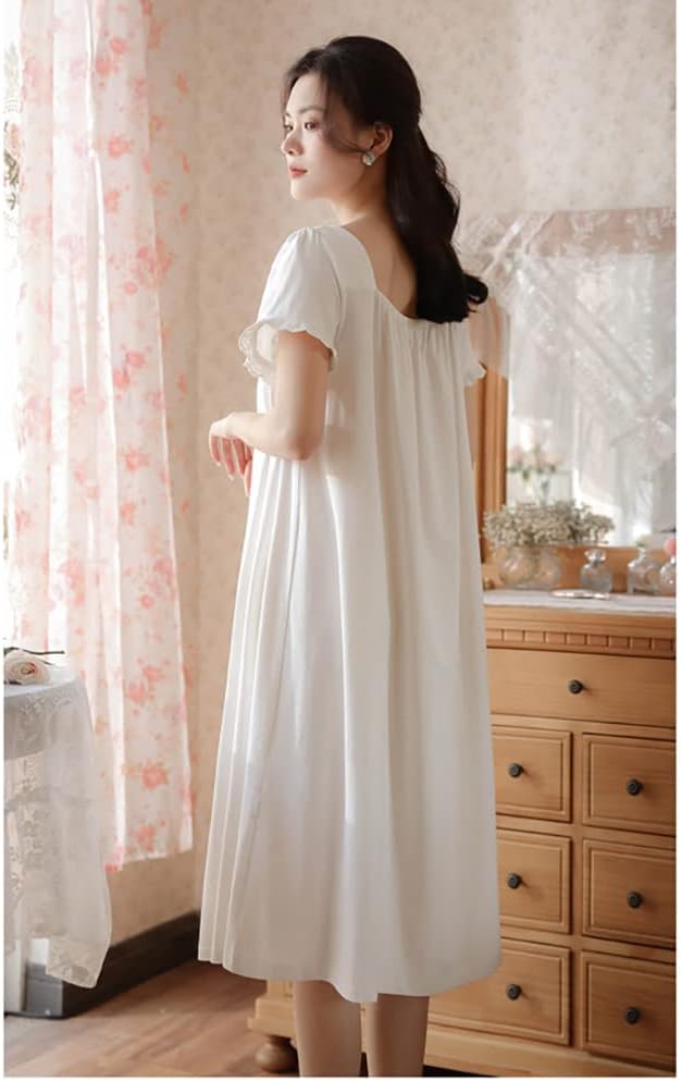 Sharebeauty Victorian Princess Style Cotton Nightgown for Women Vintage Palace Sleepwear