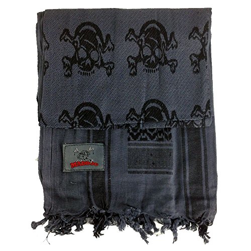 Maddog® Sports Shemagh Tactical Desert Scarf - Skull & Crossbones - Grey