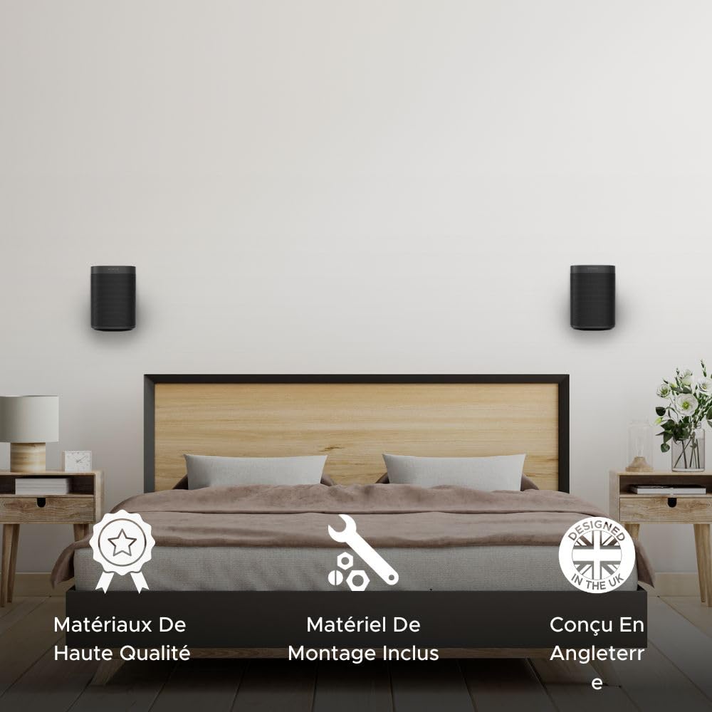 ONE, ONE Gen 2, ONE SL & Play:1 Support de Montage Mural, Noir, Compatible avec Les Haut-parleurs Sonos ONE, ONE Gen 2, ONE SL & PLAY1