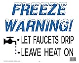 HY-KO Products LFW-8 - "Freeze Warning" Corrugated Plastic Sign W/H Bracket 19 in x 24 in Blue/Black/White, 1 Each