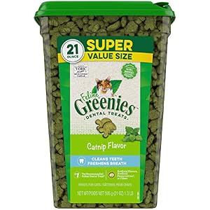 FELINE GREENIES Natural Dental Care Cat Treats Catnip Flavor All bag sizes