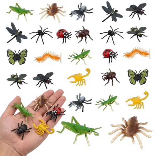 KSVFTB 24 Pcs Bugs Toys Insect Toys And Mini Beasts Collection Realistic Plastic Bugs For Nature Observation And Entomology Study Detailed Miniature Figures For Display And Educational Purposes