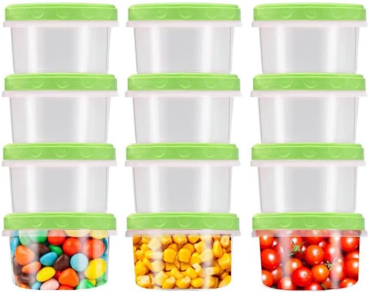 Recipientes de plástico pequeños de 8 onzas líquidas con tapa de rosca para alimentos, niños, almuerzo, aperitivos, taza de limo, bloquea la