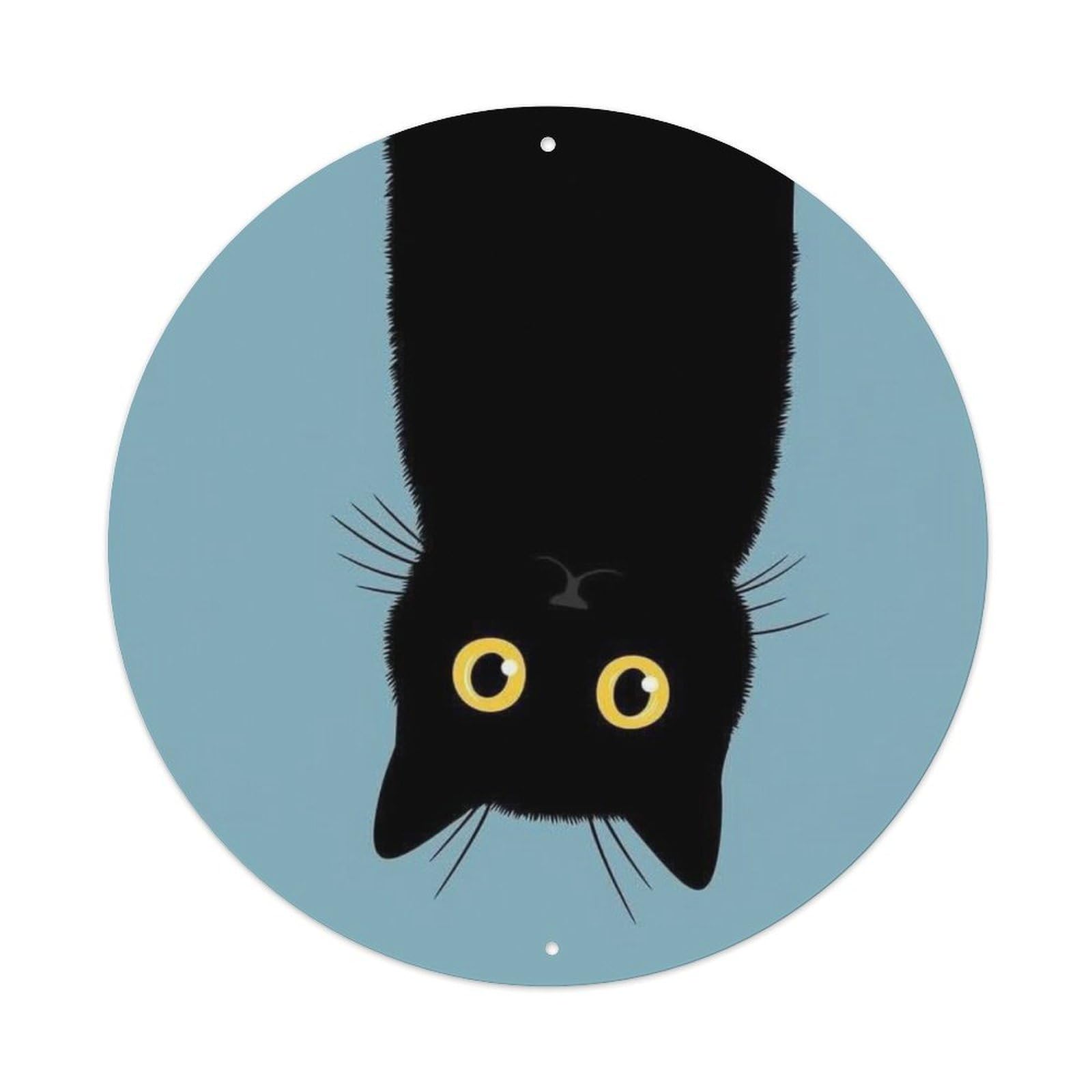Animal Black Cat Curious Peeking Cute Vintage Metal Tin Sign Plaque Wall Decor for Cafe, Club Bar, Office, Garden Metal Poster 8x8Inch