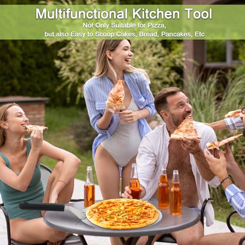 Foto von QOUBNIC Pizzaschieber, Pizzaschaufel Edelstahl 10 Zoll Runder Pizzaschieber Aufhängen Pizzaschaufel zum Pizza und Kuchen