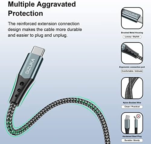 USB C Cable, [2Pack 2M] USB Type C Nylon Fast Charging Cable for Samsung Galaxy S22,S21 Ultra,S20+,Note 20,Z Fold 3,Huawei P50,Mate 40 Pro+,MateBook,Xiaomi Mi 11 Lite,10,OnePlus 9,Google Pixel 6
