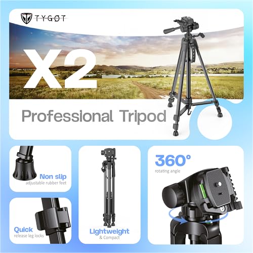 Tygot X2 Professional 60 Inch (150CM) Tripod for DSLR, Camera | Height: 5 Feet | Max Load: 5kg | Portable Lightweight ABS+Metal Tripod | 360° Ball Head | Carry Bag (Black) - Image 3