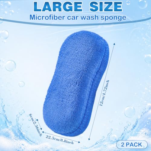 Image of Tanlade 2 Pcs Large Car Wash Sponge, Foam Sponge for Clean, Blue