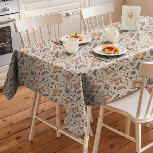 Image of Casableu Kasbah Stone Table Cloth for 6 Seater Dining Table | 52x72 Inch Rectangular Table Cover | Dust-Proof, Washable Fabric | Decorative Dining Table Cover for Home
