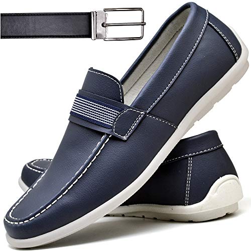 kit Sapato Social Drive Mocassim Masculino + Cinto (42, Azul Marinho)
