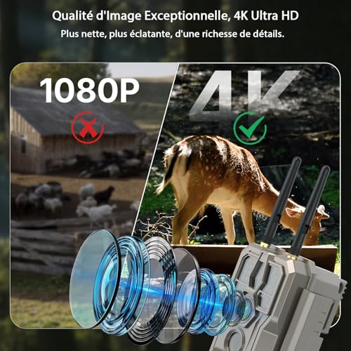Caméra de chasse 4K vision nocturne 30m GardePro E8 2.0 Pro double antenne - 4