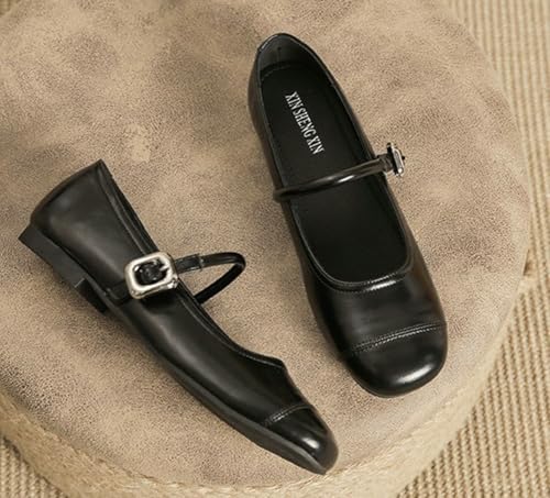 Hycurey Mary Jane Flats for Women Classic Round Toe Women Dressy Comfort Ankle Strap Flats for Commute Daily Wear3