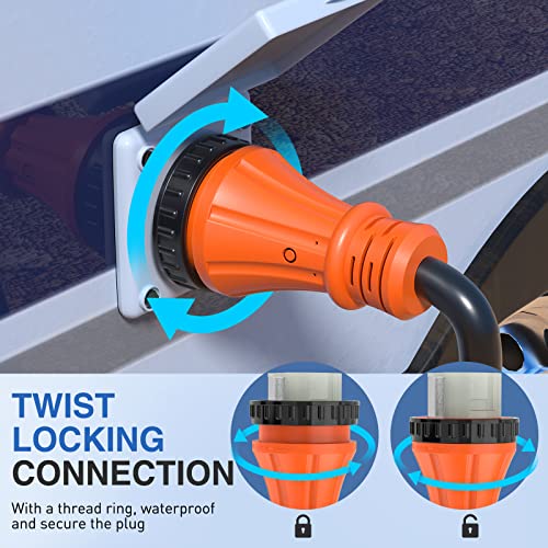 Image of Nilight RV Locking Adapter Cord 15 Amp to 50 Amp Pure Copper Heavy Duty 10 Gauge Wire ETL Listed 5-15P to SS2-50R 15M /50F Weatherproof Cord for RV Camper Caravan Van Trailer