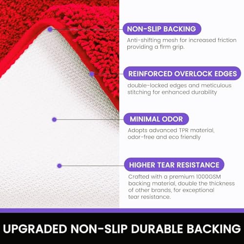 Image of Super Soft Microfiber Anti Skid & Anti Slip Water Absorbent Machine Washable Doormat for Bathroom, Office, Kitchen Size 16 x 24 Inch, Color-Red