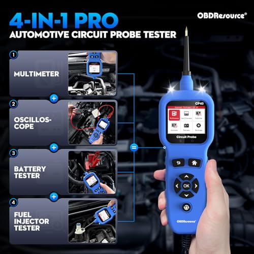 Image of Auto Circuit Probe Tester Kit All-in-One, 12 24V DC Multimeter Oscilloscope | Automotive Car Circuit Tester Digital Fuel Injector Battery Tester, Short Circuit Finder Resistance Relay Diode Fuse Tester