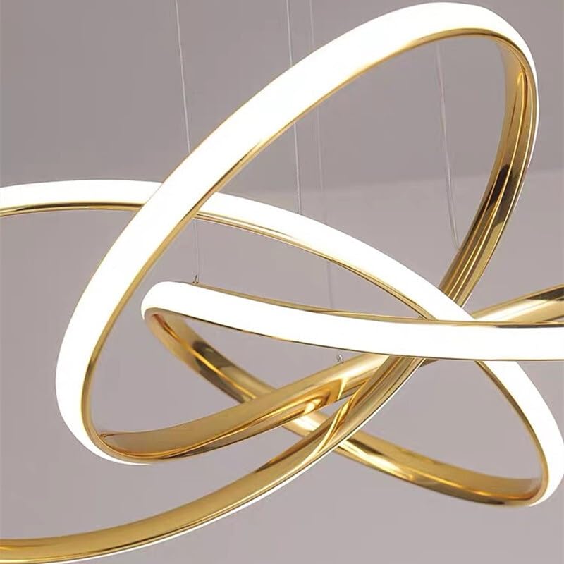 Plafonnier LED suspendu dore D60cm dimmable design nordique