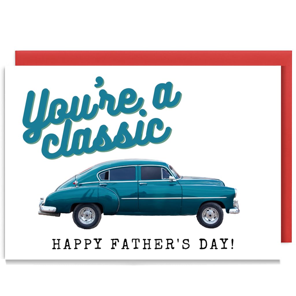 AnairsMo Classic Car Fathers Day Card, Happy Fathers Day Card Funny for Car Lovers, Simple Father's Day Cards for Dad, Husband, Grandpa (you're a