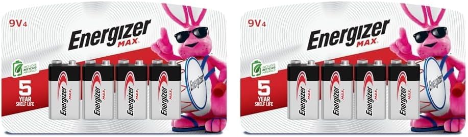 Energizer Baterías de 9 V, batería alcalina Max Premium de 9 voltios, 4 unidades (paquete de 2) disponible en Yaxa Costa Rica