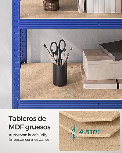 Miniatura 8 de Songmics Estantería Pesada De 5 Niveles, Estantería De Acero, Montaje Sin Herramientas, Para Instrumentos, Garaje, Almacén, Trastero, Carga De 875 Kg, 60 X 120 X 200 Cm, Azul Glr060q01