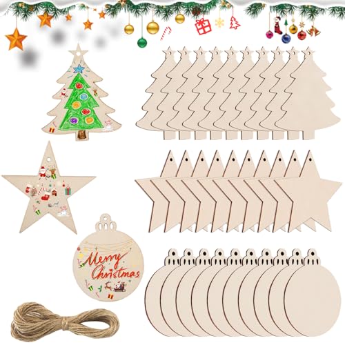 Graplan 30 Stücke Weihnachtsanhänger Holz, Holzanhänger...