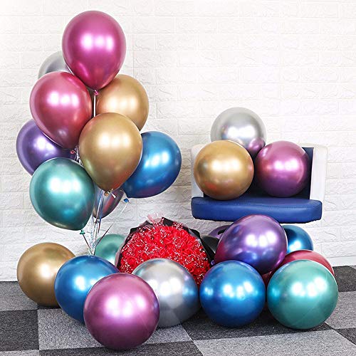 Image of Party Balloons 12inch 50 Pcs Latex Metallic Balloons Chrome Balloons Birthday Balloons Shiny Balloons Party Decoration Wedding Birthday Baby Shower Christmas Party - Metallic Multicolor